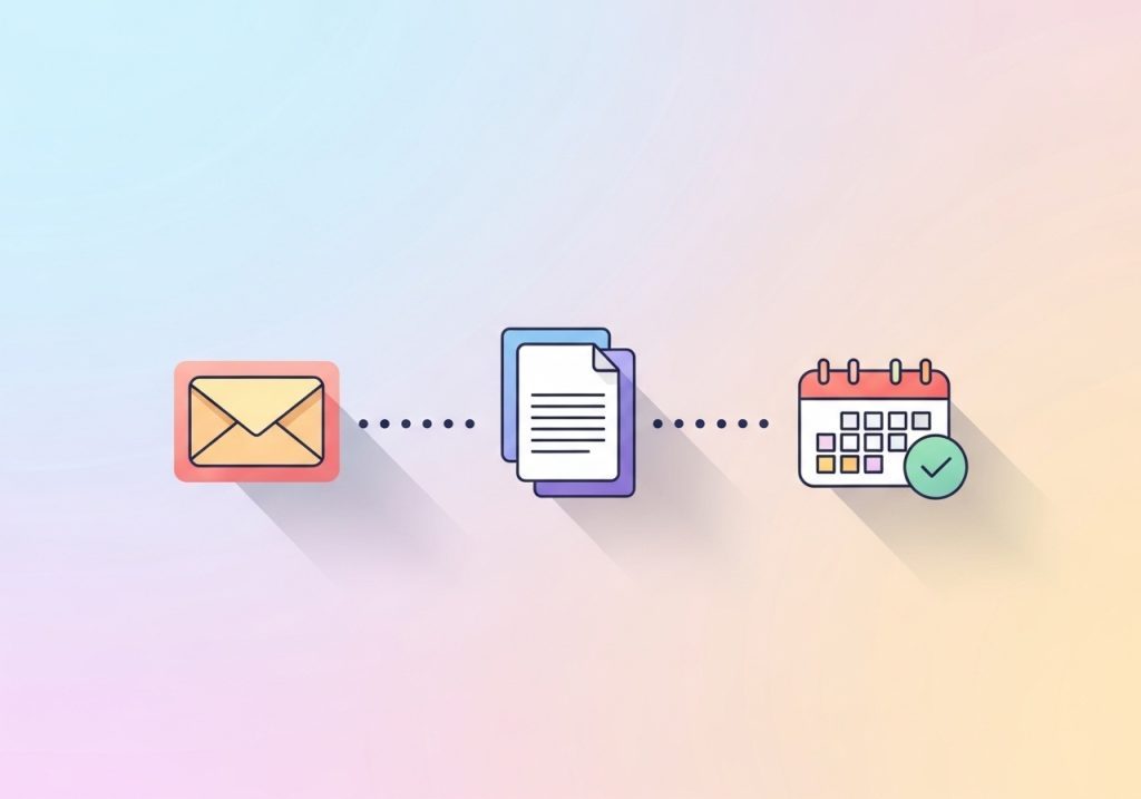 A diagram showing an automated email nurture sequence for following up with new leads.