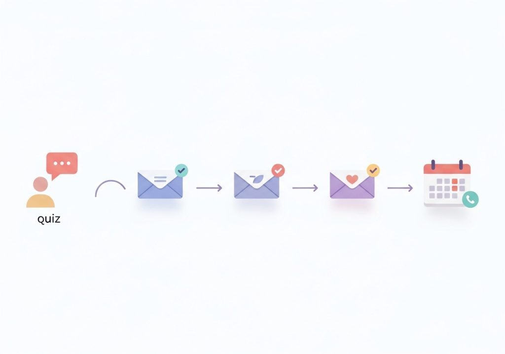 A visual flowchart of an email nurture sequence for following up with potential clients.