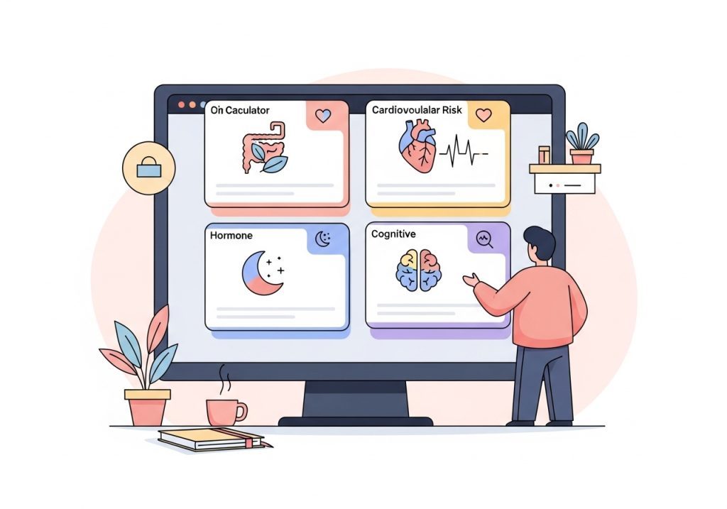 Examples of practical calculator ideas for different alternative medicine niches, such as gut health and hormone balance.
