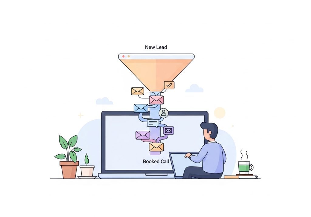A visual representation of an email nurture sequence for a health and wellness practice.