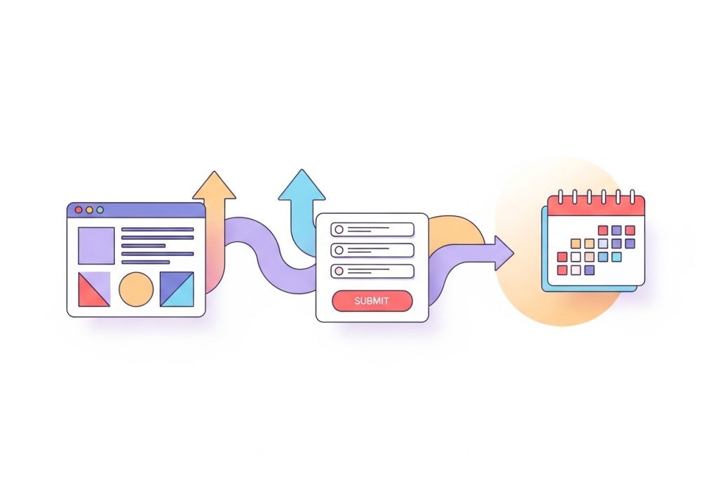 An illustration showing how a call-to-action can turn a blog reader into a booked appointment.