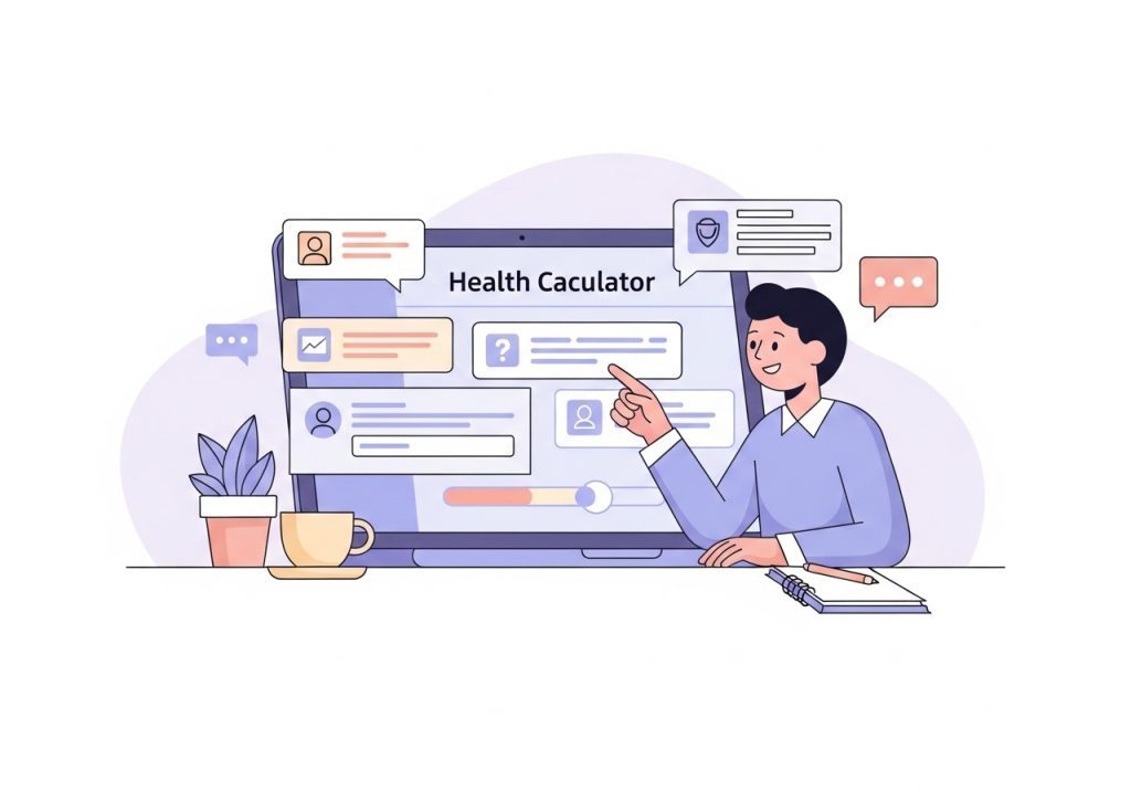 An interactive health calculator on a laptop, a tool that provides immediate value and improves patient satisfaction.
