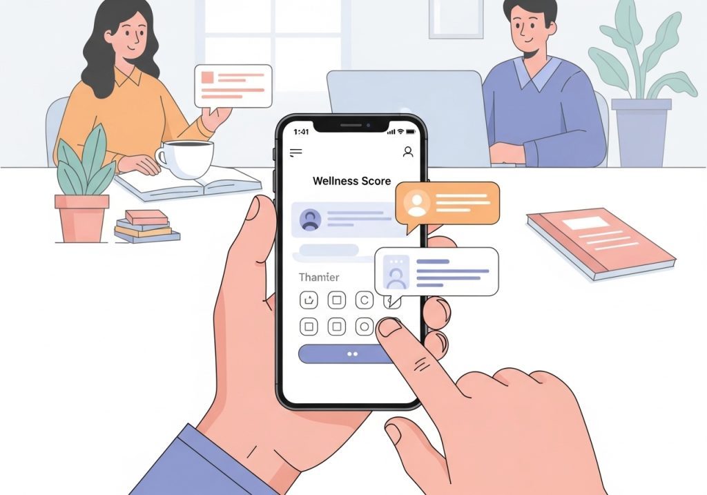 An interactive wellness calculator on a smartphone screen, used as a lead generation tool.