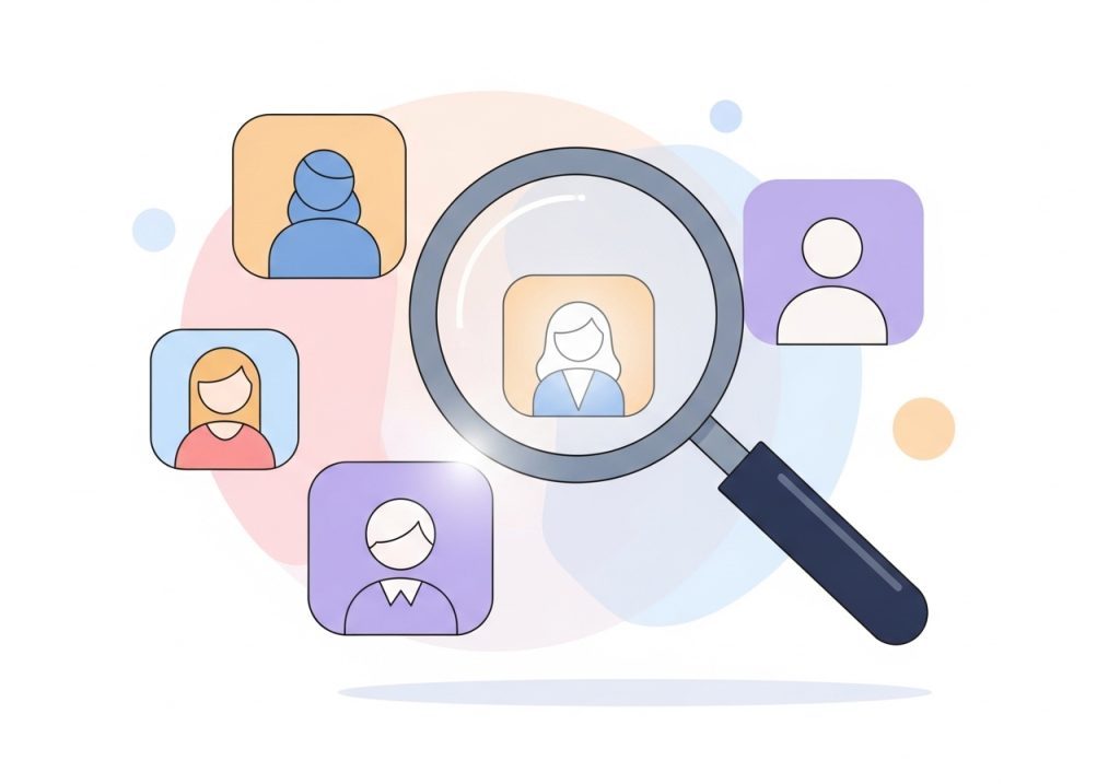 Illustration of a magnifying glass highlighting a specific market problem, a key step in pragmatic marketing.